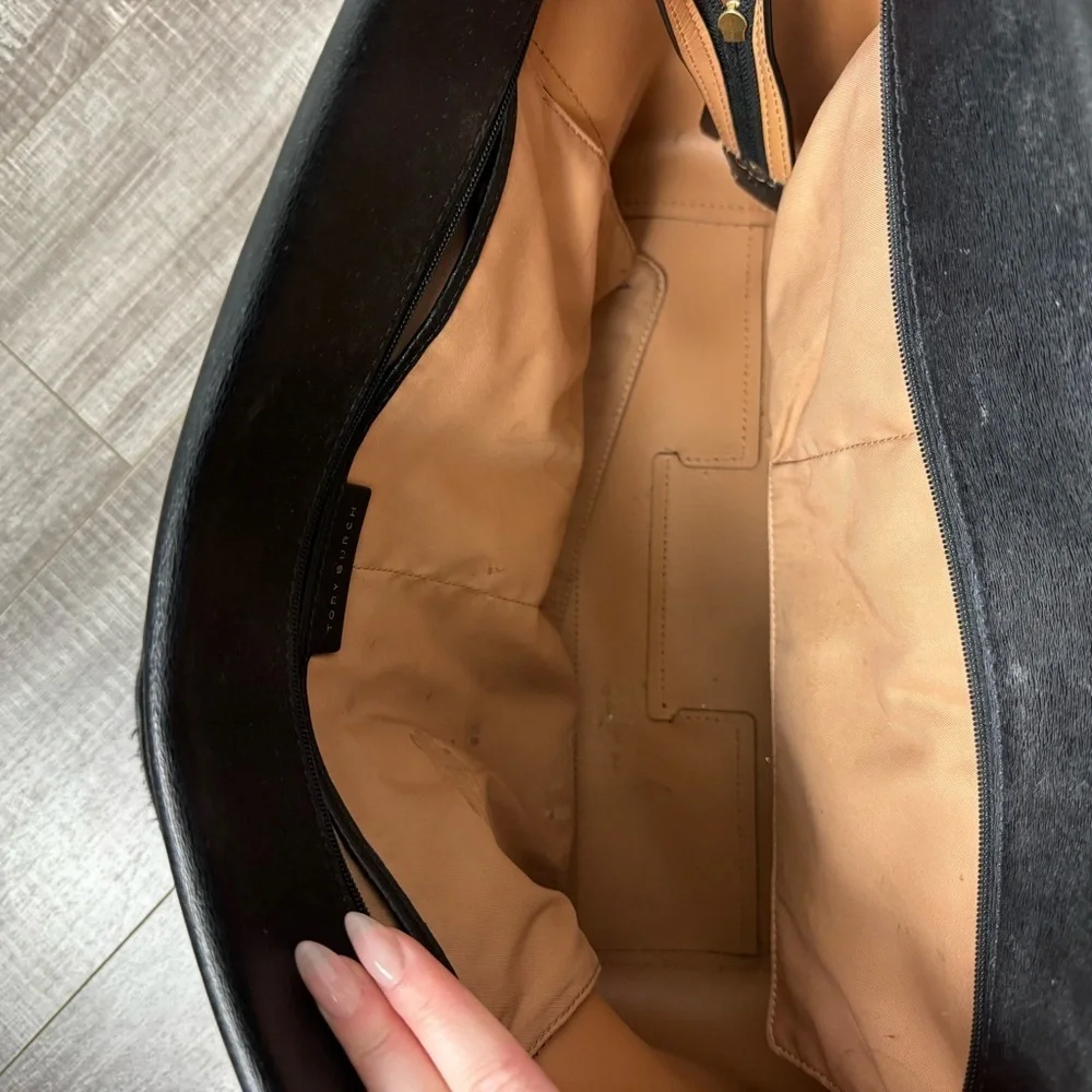 Tory Burch Parker Tote Black Saffiano Leather Structured